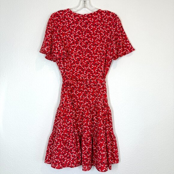 Eliza J Red Dress V-Neck Flutter Sleeve Fit and Flare 8 - Picture 3 of 10